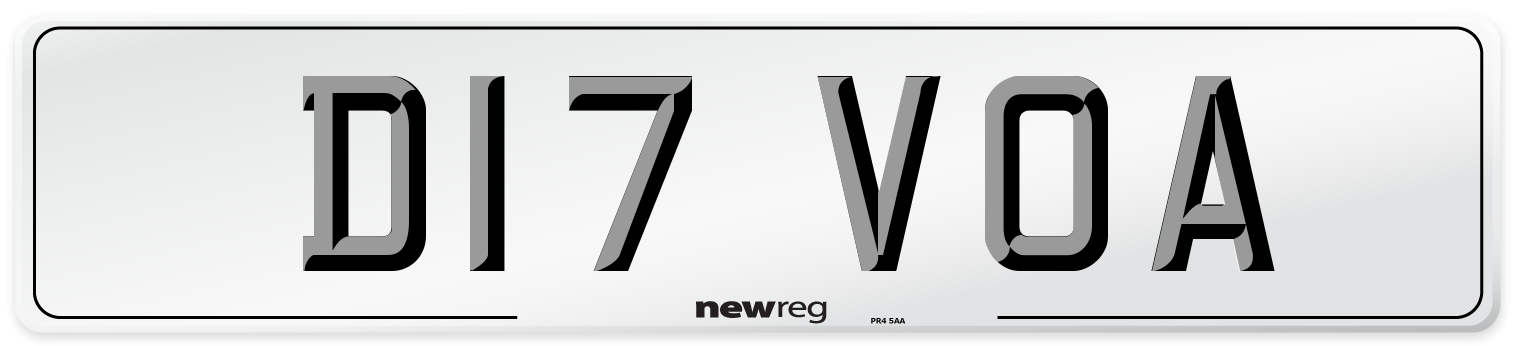 D17 VOA Number Plate from New Reg